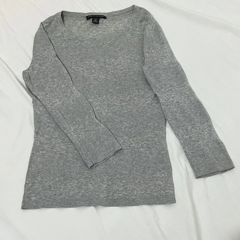 Banana Repubic Gray Melange Long Sleeve Top